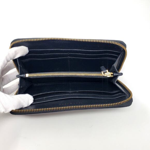 Tory Burch Fleming Zip Continental Wallet Quilted Soft Leather Black One Size - Picture 7 of 12